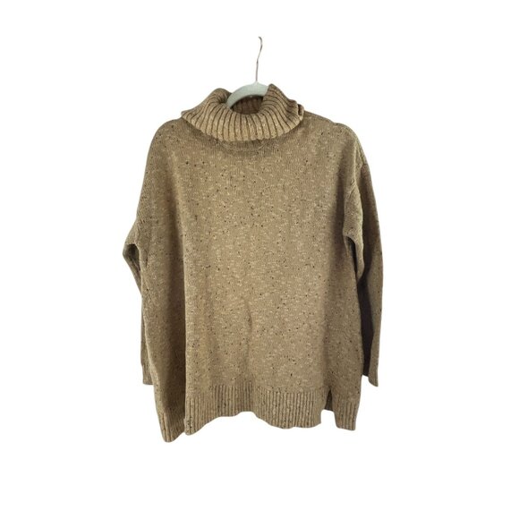 J.Jill Womens Speckled Turtleneck Sweater S Tan Long Sleeves Oversized Lagenlook - Picture 8 of 8